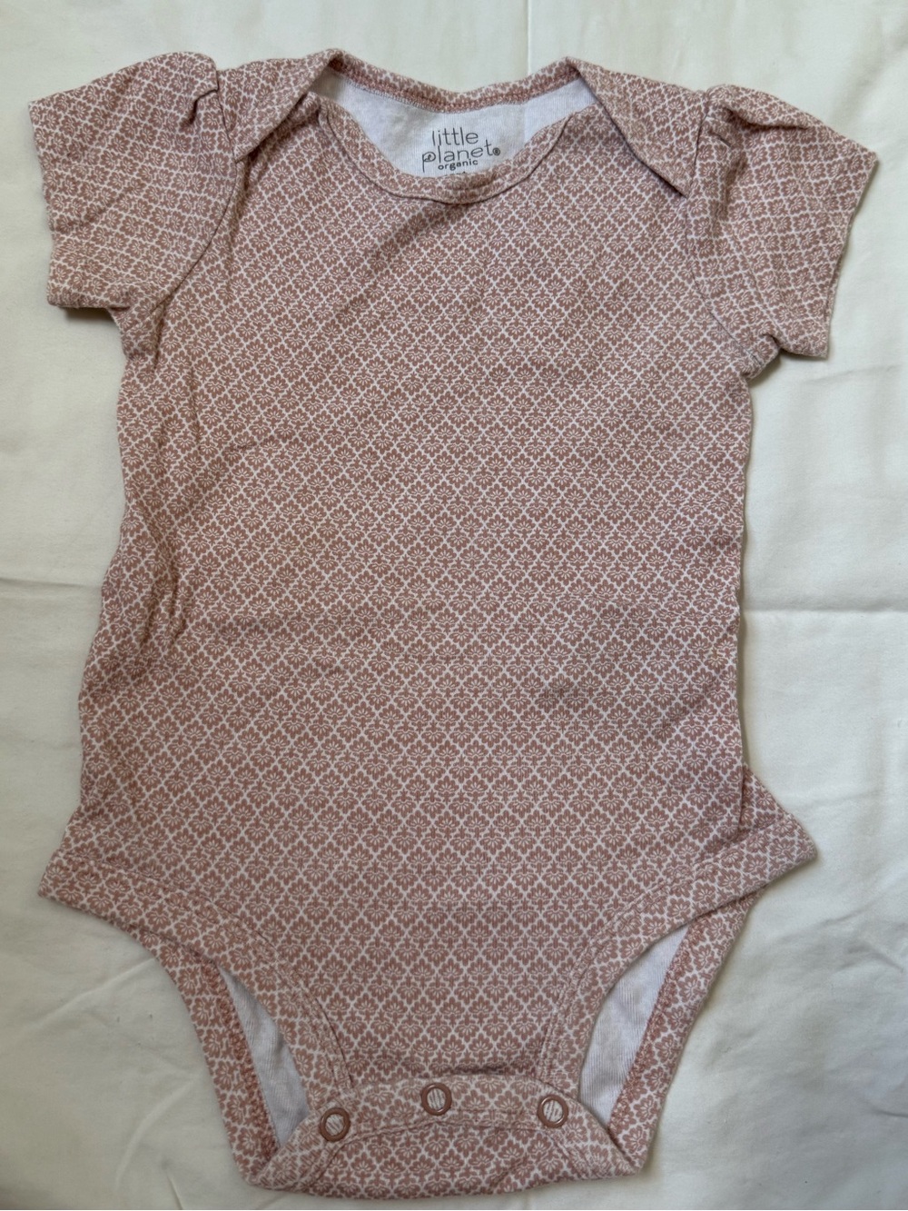 Organic Soft Pink Geometric Baby Bodysuit